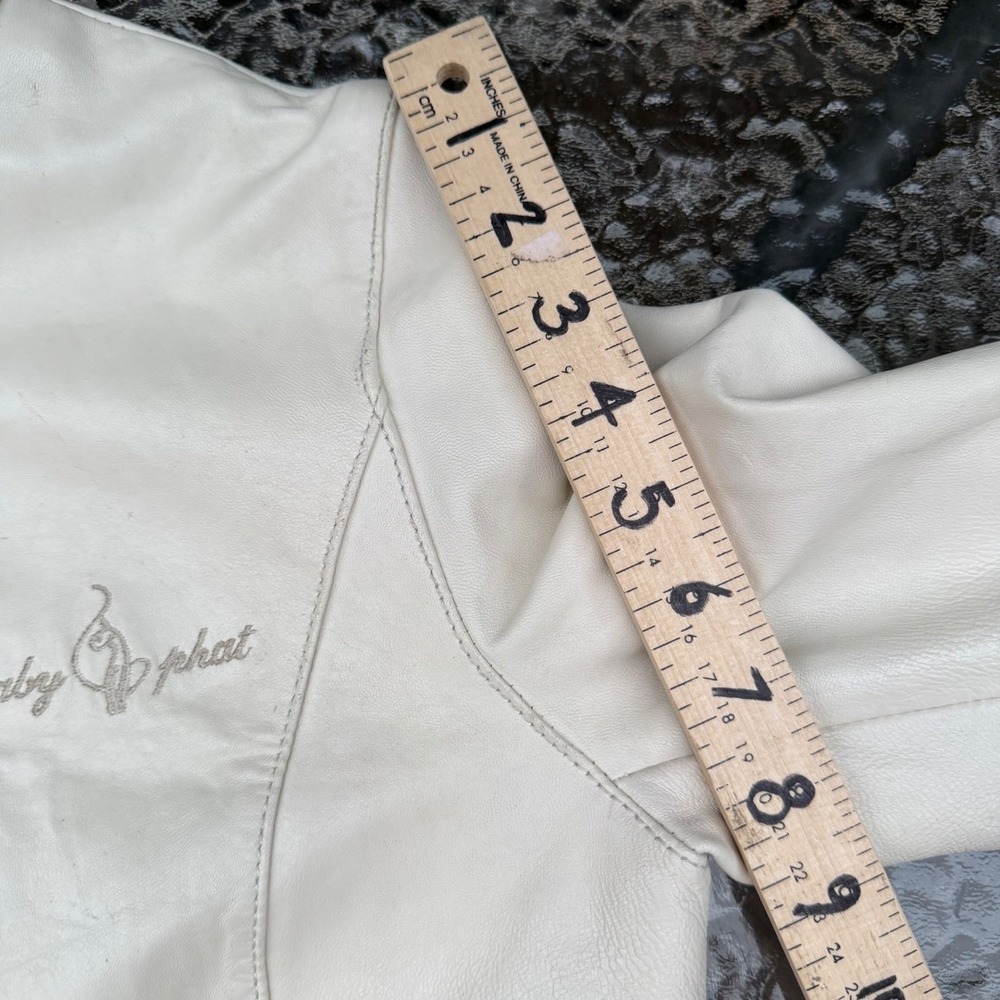 Baby Phat White Leather Moto Jacket Vintage Y2K Rare Gold Hardware Baddie Bratz - Picture 7 of 16